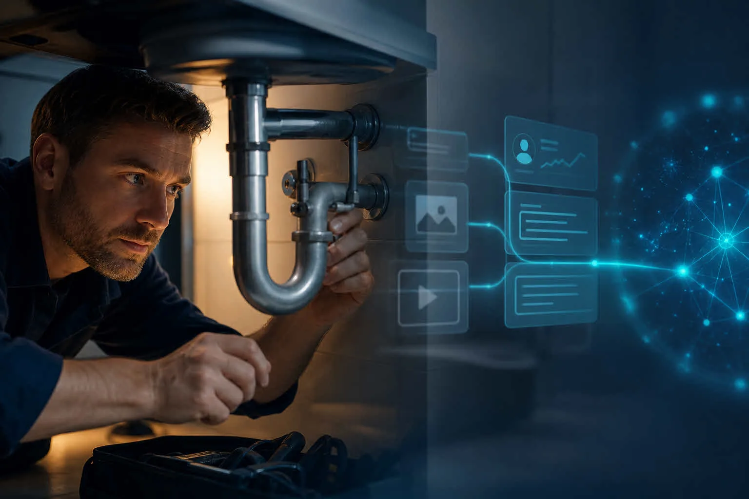 Marketing running automatically while a tradesperson works