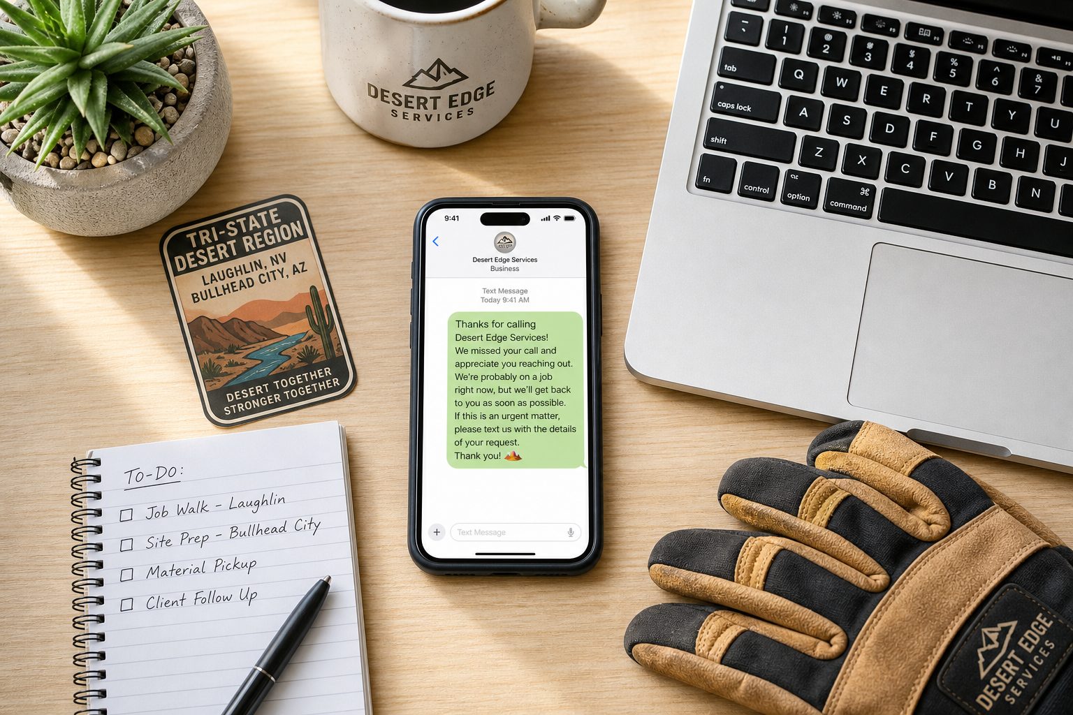 Smartphone showing an automatic text reply to a missed customer call